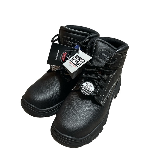 New Skechers Men’s Size 8.5 Wide Fit Steel Toe Memory Foam Burgin Work Boot - Picture 5 of 7